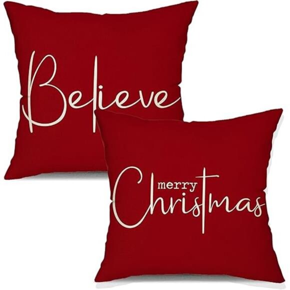 Christmas Throw Pillow Covers 18x18 Inch Set of 2 Merry Christmas - Picture 7 of 7